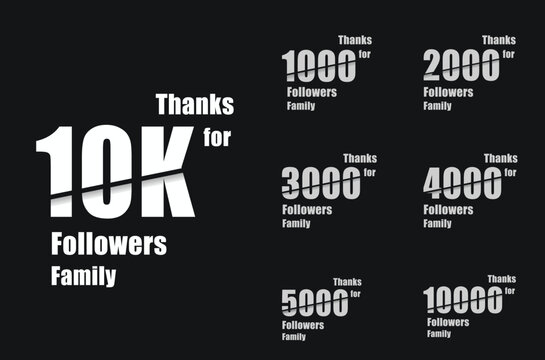 Thank you for 10k 20k 30k 40k 50k 60k 70k 80k 90k follower, icon or logo isolated sign symbol design vector illustration high quality black style. Followers milestone icon