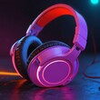 headphones on a pink background