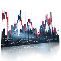 stock market chart isolated on transparent background