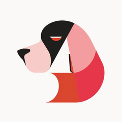Wall Mural - Flat geometric vector graphic logo of a curved line dog ear, simple minimal