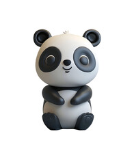 Wall Mural - Illustration of a Chibi Animal: 3D Render of a Cute and Happy Panda Bear Cartoon Character, Isolated on Transparent Background, PNG