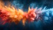 Vivid American Flag Formed by Swirling Explosions of Colorful Powder in StopMotion