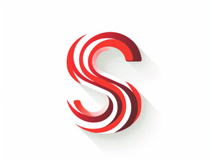 Wall Mural - Logo design, letter S logo with red and white stripes, minimalist