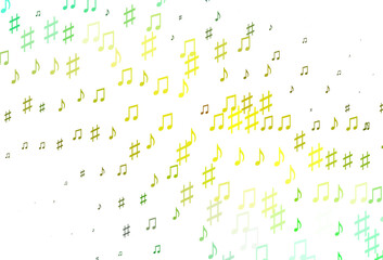 Wall Mural - Light Green, Yellow vector texture with musical notes.