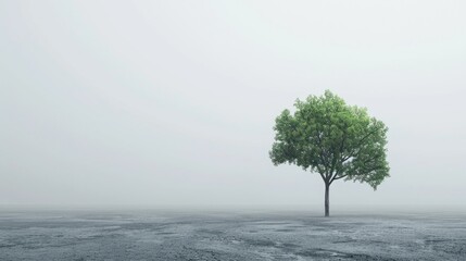 Wall Mural - For World Environment Day a single tree stands out against a blank backdrop serving as a captivating graphic element for decoration and design purposes