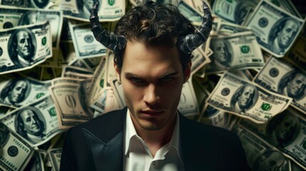 Handsome man in a suit and holding money in high resolution and high quality. concept deal,demon