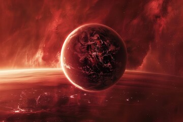 Wall Mural - Red hot planet seen from space, illustrating the concept of global warming