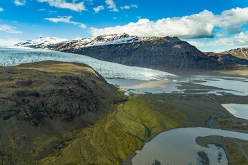 Wall Mural - Aerial view of Flaajokull glacier in Vatnajokull national park in Iceland