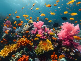 Wall Mural - Colorful underwater coral reef teeming with life