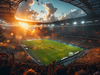 Wall Mural - soccer match in stadium full of fans