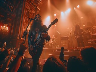 Sticker - band performing on stage with crowd cheering