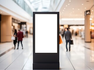  Blank advertising mockup for advertisement at the shopping mall or A mockup poster stands within a shopping Centre mall