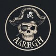 Pirate Skull with Eye Patch and Tri-Corner Hat in Vintage Circle Emblem.