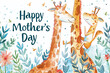 a watercolor illustration of a mother and her baby giraffe with the text 