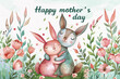 a watercolor illustration of a mother and her baby rabbit with the text 
