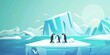 environment, flat design, Stop Climate Change, penguins and polar bear united on a stable iceberg