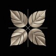 Elegant Golden Symmetrical Leaf Design on a Dark Background.