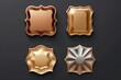 Elegant Bronze and Gold Plaques on a Sleek Dark Background - Luxury Metallic Textures.