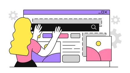 Ux ui design woman vector simple