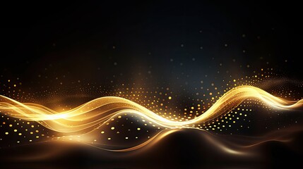 Sticker - abstract wave background with glow particle of dots and lines
