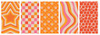 © Diana Bedoya - retro patterns orange pink yellow vertical phone wallpapers