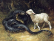 Divine Contrast: The Lamb of God and the Serpent Snake.  Watercolor Inspired Biblical Art.