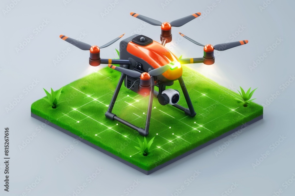 Illustration Stock Advanced farm management employs a drone as a smart ...