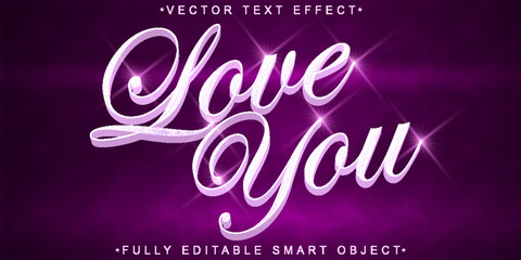 Canvas Print - Pink Shiny Love You Vector Fully Editable Smart Object Text Effect