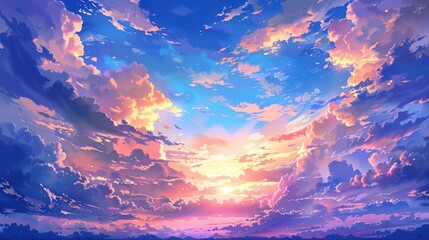 Wall Mural - Beautiful sunset sky. Nature sky backgrounds realistic
