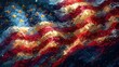 Memetic Pixel Art Interpretation of the American Flag A Vintage Digital Design