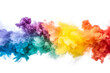 Vibrant Rainbow Powder Explosion on White Background.