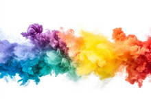 Vibrant Rainbow Powder Explosion On White Background.