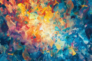 Wall Mural - kaleidoscopic explosion of vibrant colors and organic shapes abstract ai generated artwork