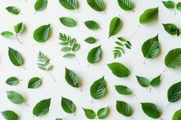 Sticker - verdant vitality fresh green leaves arranged in an elegant pattern on a bright background natureinspired banner design