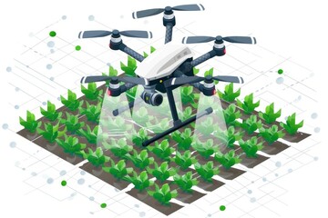 Wall Mural - Advanced robotic drones in agriculture streamline the vegetable harvest process through smart application of pesticides in crop harvesting operations