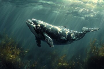 Canvas Print - Graceful Ocean Dweller: Detailed Digital Portrait