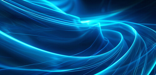 Wall Mural - Luxurious abstract with glowing electric blue lines, curved and overlapping.