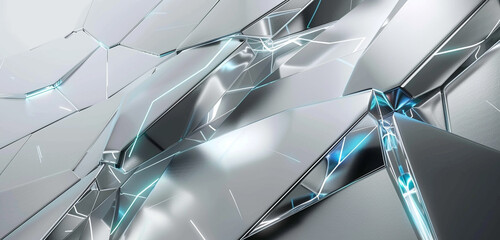 Wall Mural - Modern brochure cover with silver and electric blue lines, tailored for futuristic enterprises.