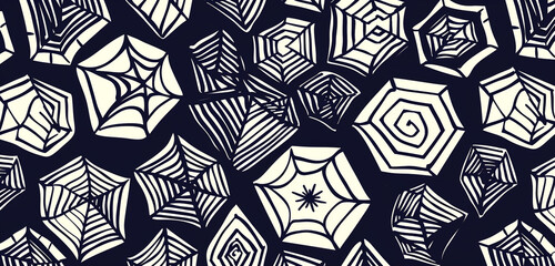 Wall Mural - Various abstract forms in a hand-drawn black and white doodle, seamless pattern.