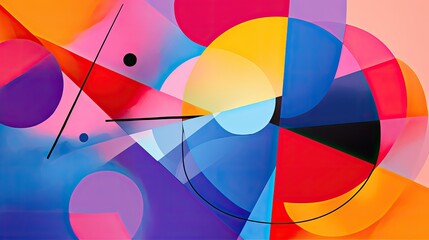 Wall Mural - Abstract colorful background with geometric shapes in bold hues