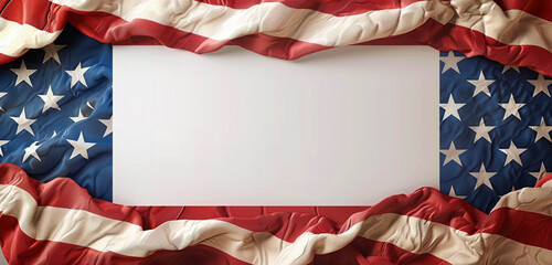 Wall Mural - American flag colors in an elegant ultrawide header/footer with central white text space.