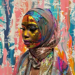 Sticker - a Muslim fashionista, luxury urban trendsetter, bright aesthetic