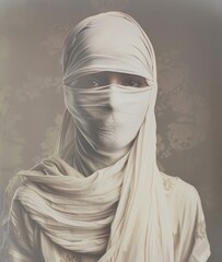 Wall Mural - Abstract portrait of a veiled Muslim woman