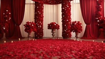 Wall Mural - Beautiful red wedding setup with modern furniture and sleek designs