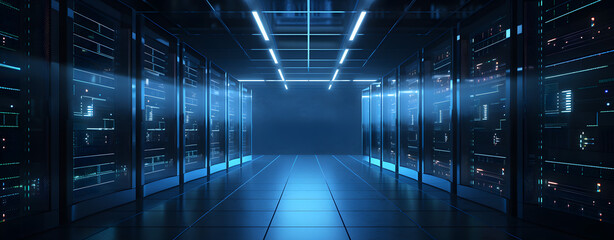 Wall Mural - Data server banner data center banner cloud storage banner computer storage banner data server cabinet banner data server room banner