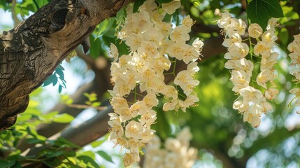 Sticker - The tree adorned with the exquisite China doll flower also known as radermachera sinica