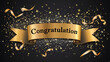 © MuhammadQaiser - Congratulations banner with gold glitter. Vector illustration. Elements are layered separately in vector file