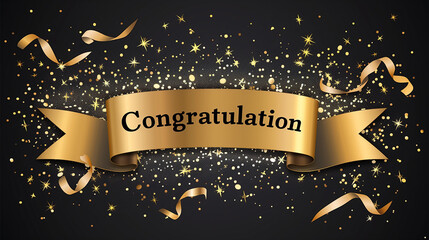 Congratulations banner with gold glitter. Vector illustration. Elements are layered separately in vector file