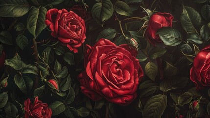 Canvas Print - History of crimson roses