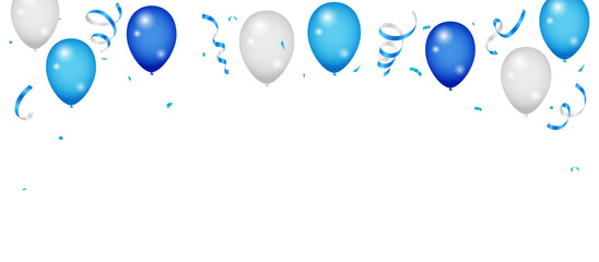 Wall Mural - Birthday background with realistic balloons. Celebration party banner with Blue color balloons background. Grand Opening Card luxury greeting rich. frame template. vector